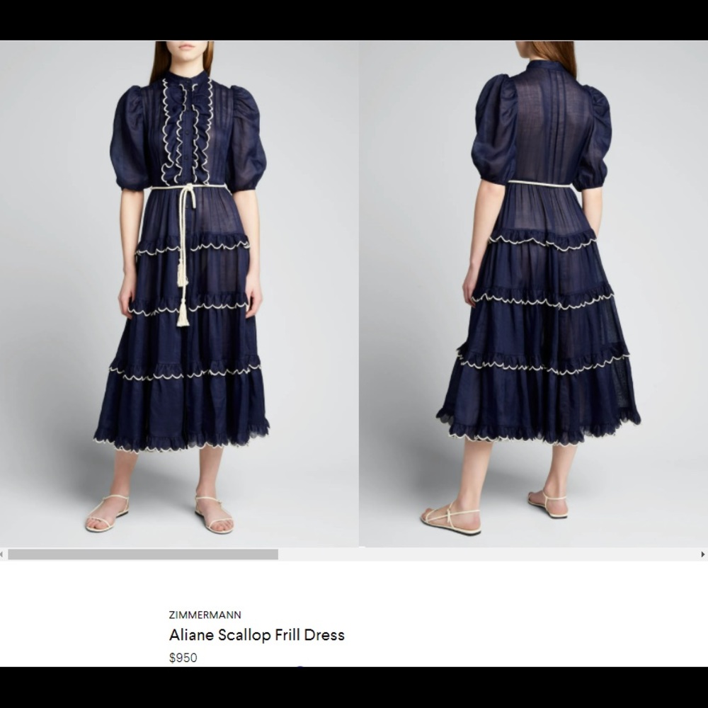 ZIMMERMANN Aliane Scallop Frill Dress size 2